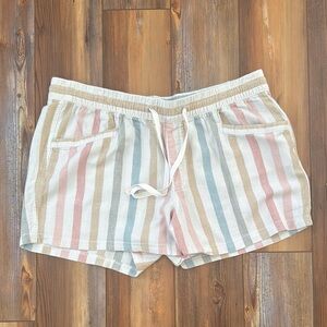 Gap stripe pull on linen blend pocketed shorts XL